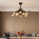 Nordic Crystal Ceiling Fan with 12 Lights and Retractable Blades