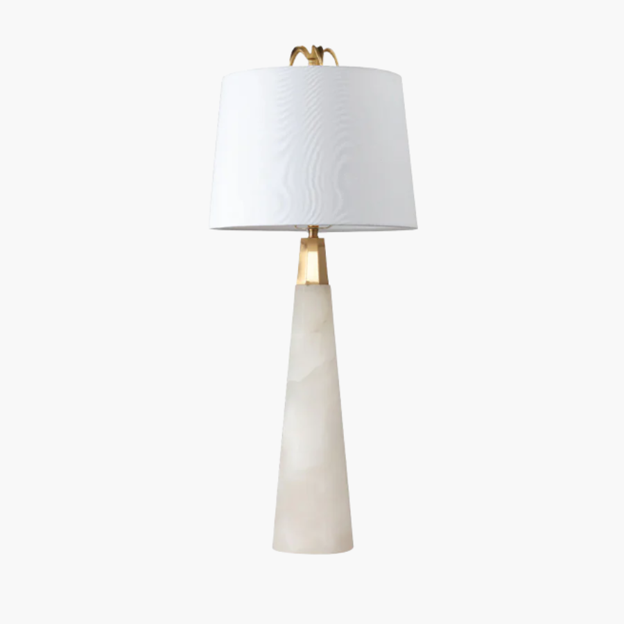 Nordic White Marble Table Lamp with Cloud Stone Shade