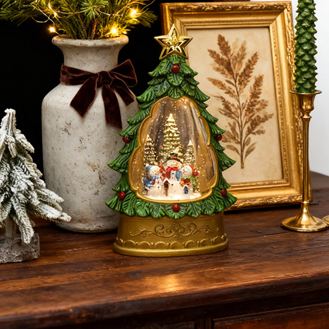 Nordic Christmas Tree Table Lamp with Music Box and Snowfall Effect