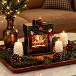 Nordic Fireplace Snowfall Table Lamp with Warm LED Glow
