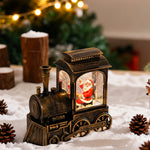 Nordic Christmas Train Table Lamp with Santa and Snowfall Effect