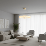 Halo di Pietra Alabaster Ring Chandelier in Brushed Brass