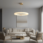 Halo di Pietra Alabaster Ring Chandelier in Brushed Brass