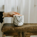 Halo Calm Natural Stone Candle Holder – Artisan Marble & Travertine Tabletop Accent