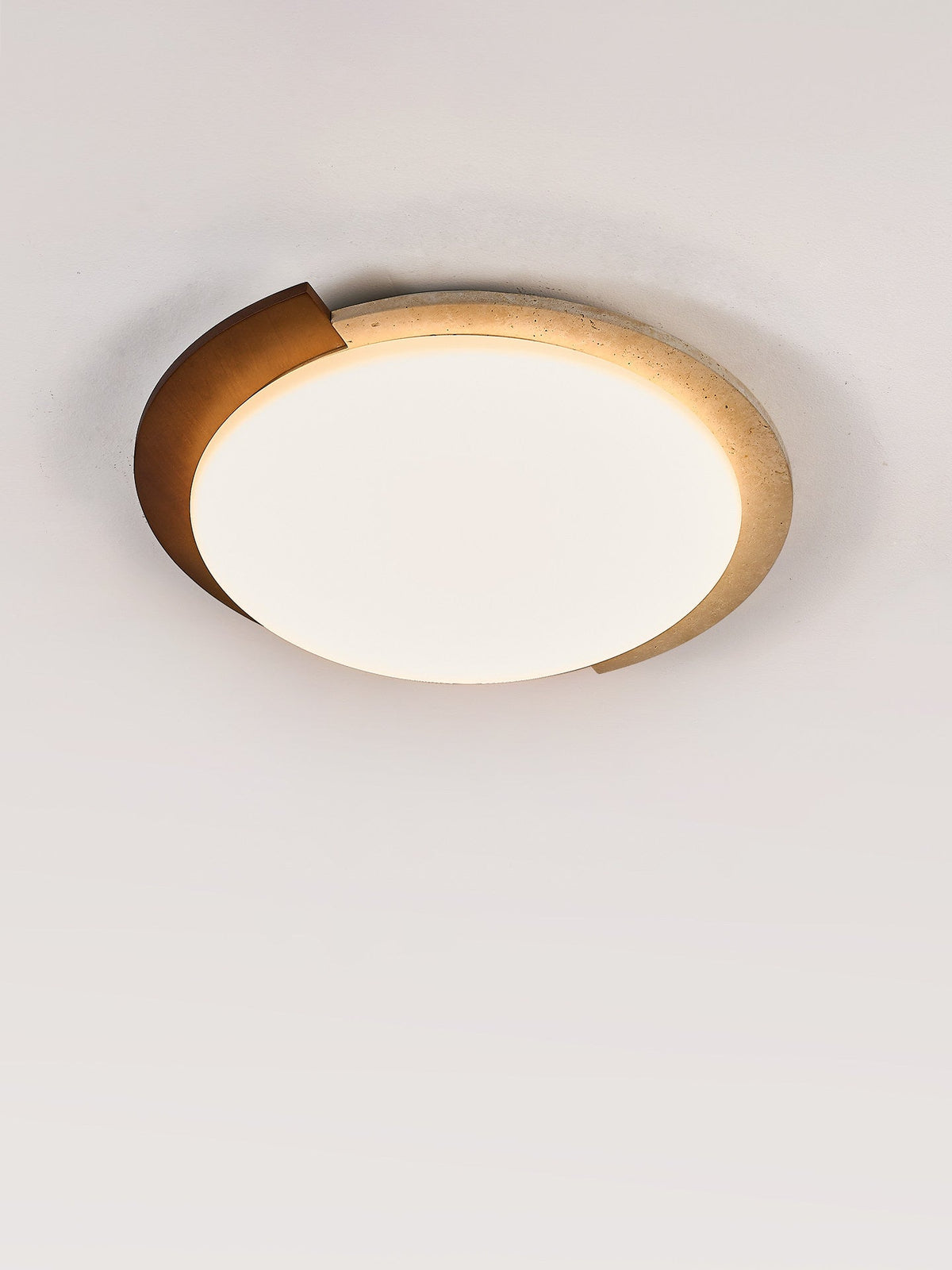 Halo Terra Ceiling Light in Yellow Travertine and Walnut