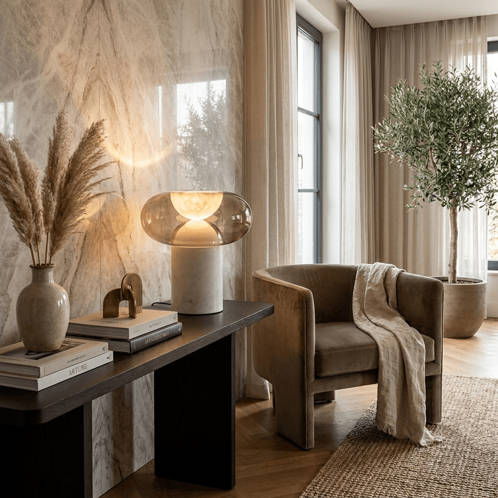 Halo Alabaster Table Lamp – Sculptural LED Accent Light for Modern Interiors