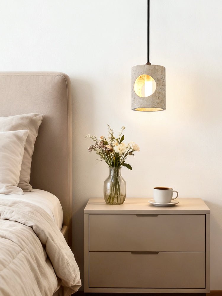 Halo Cut Travertine Pendant Light – Modern Stone Illumination