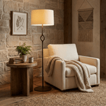 Halo Loop Modern Floor Lamp with Fabric Shade for Living Room