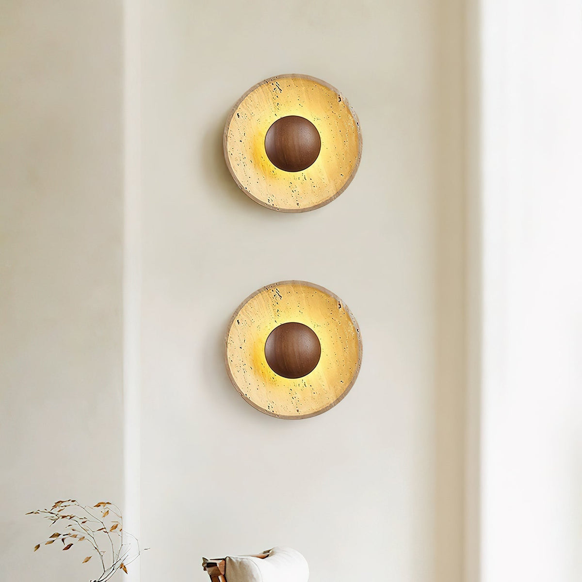 Halo Travertine Wall Light