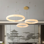 Halo di Pietra Alabaster Ring Chandelier in Brushed Brass
