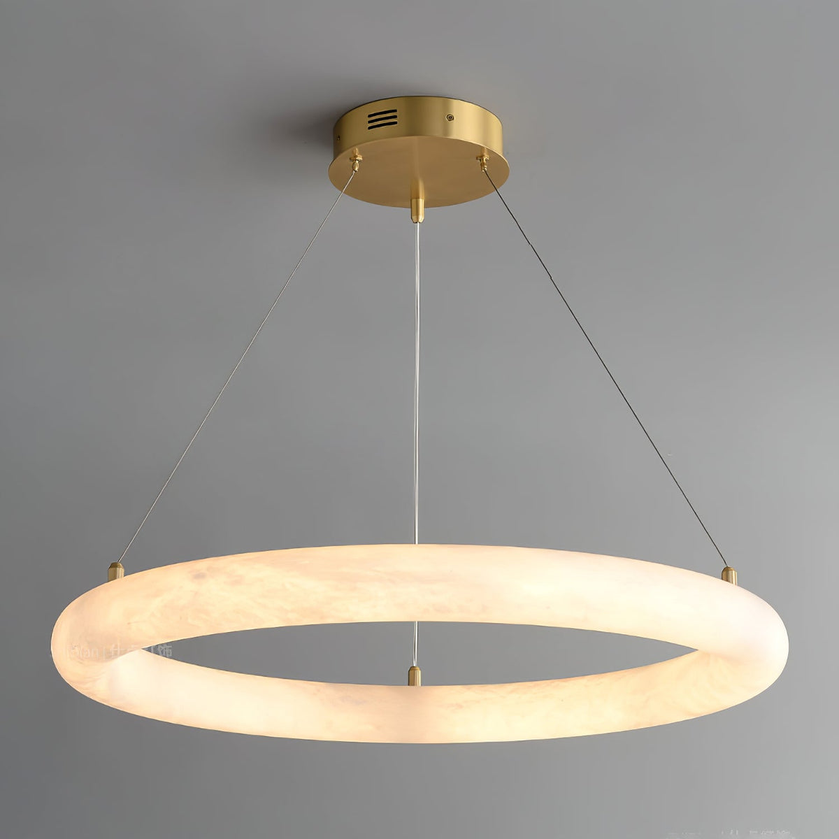 Halo di Pietra Alabaster Ring Chandelier in Brushed Brass