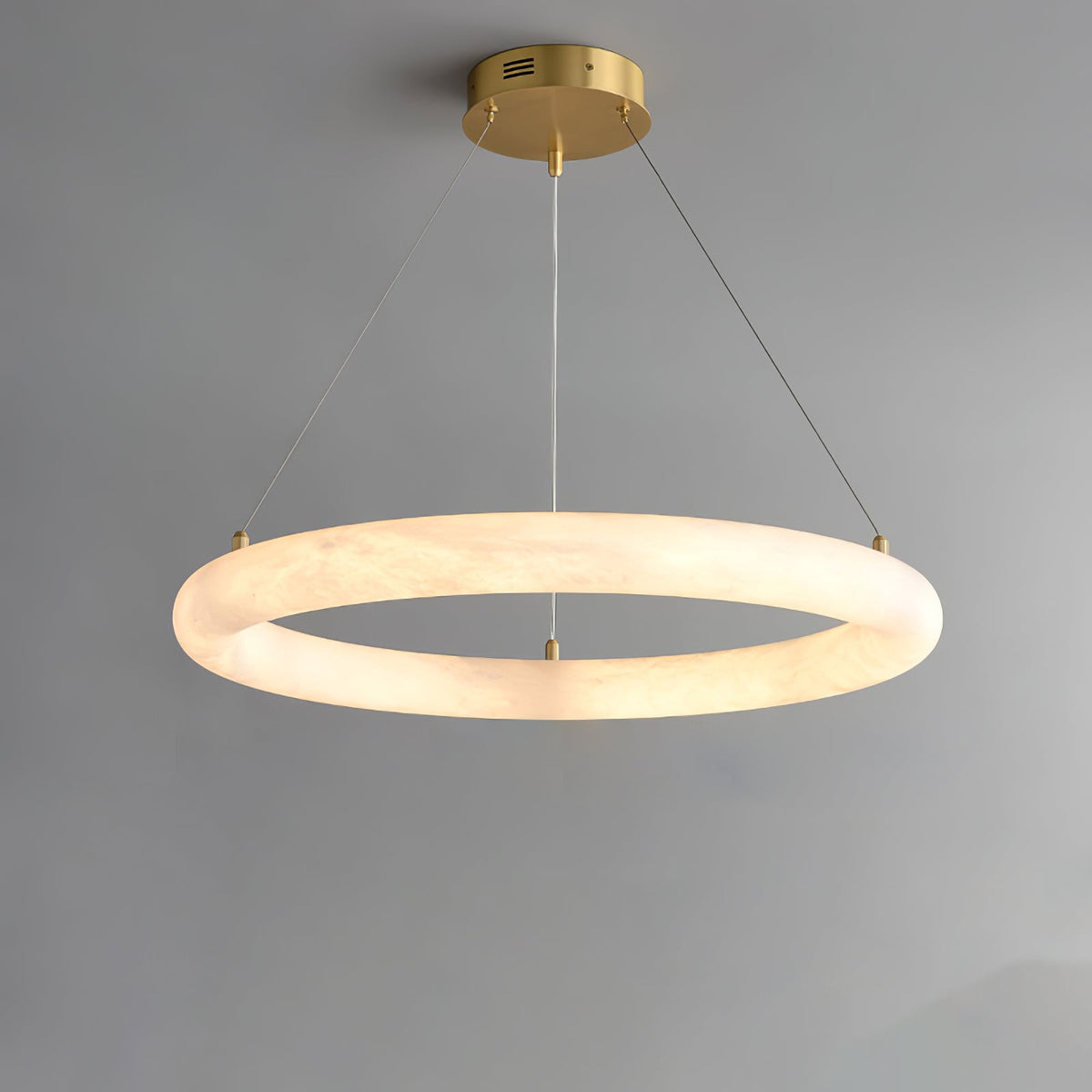 Halo di Pietra Alabaster Ring Chandelier in Brushed Brass