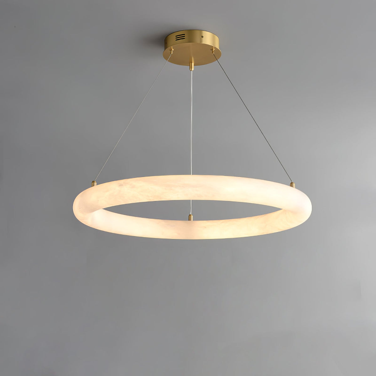Halo di Pietra Alabaster Ring Chandelier in Brushed Brass
