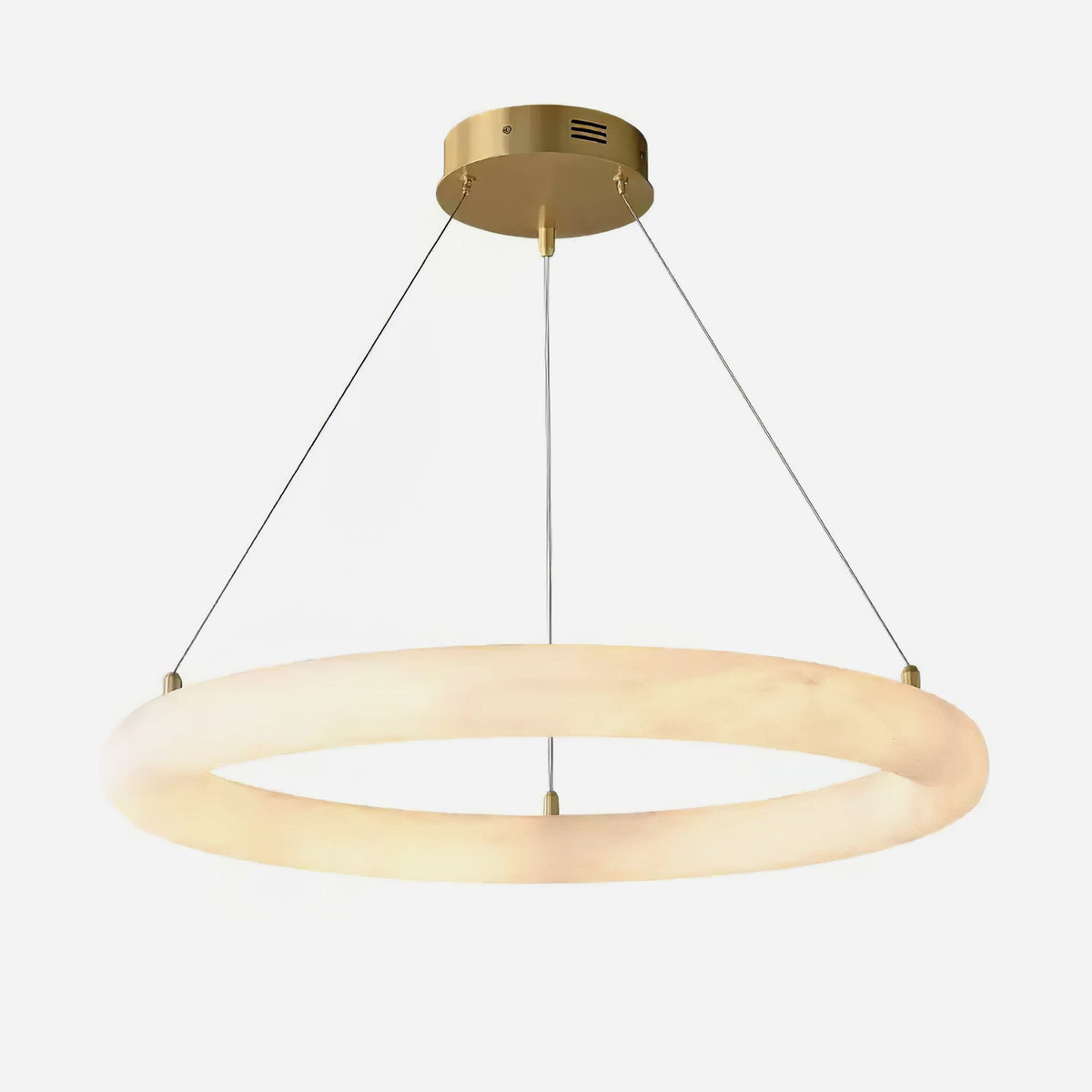 Halo di Pietra Alabaster Ring Chandelier in Brushed Brass