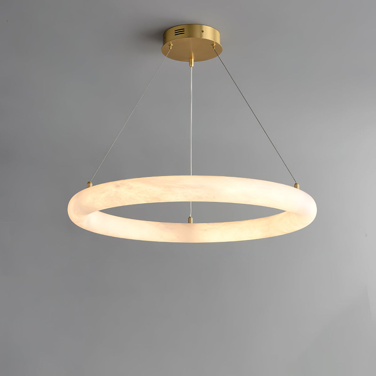 Halo di Pietra Alabaster Ring Chandelier in Brushed Brass