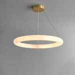 Halo di Pietra Alabaster Ring Chandelier in Brushed Brass