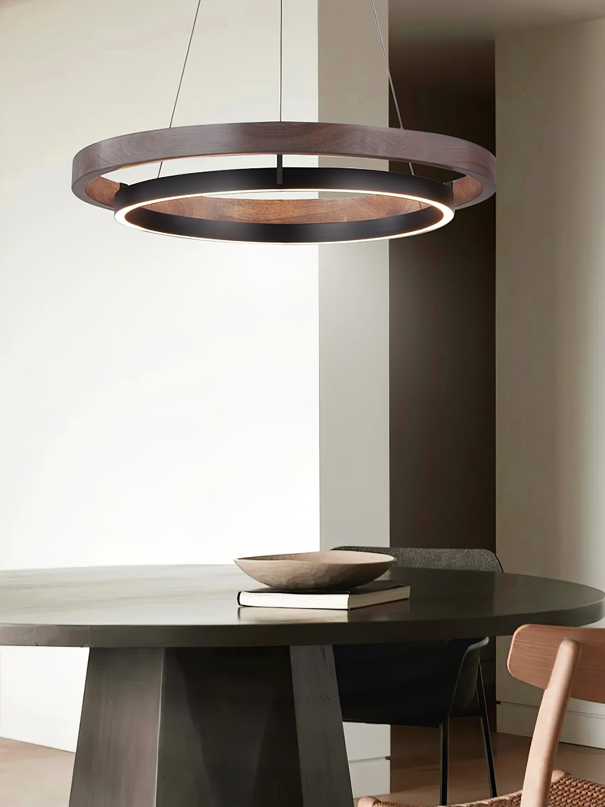 Haloa Modern Wood and Metal LED Pendant Light for Dining and Living Spaces
