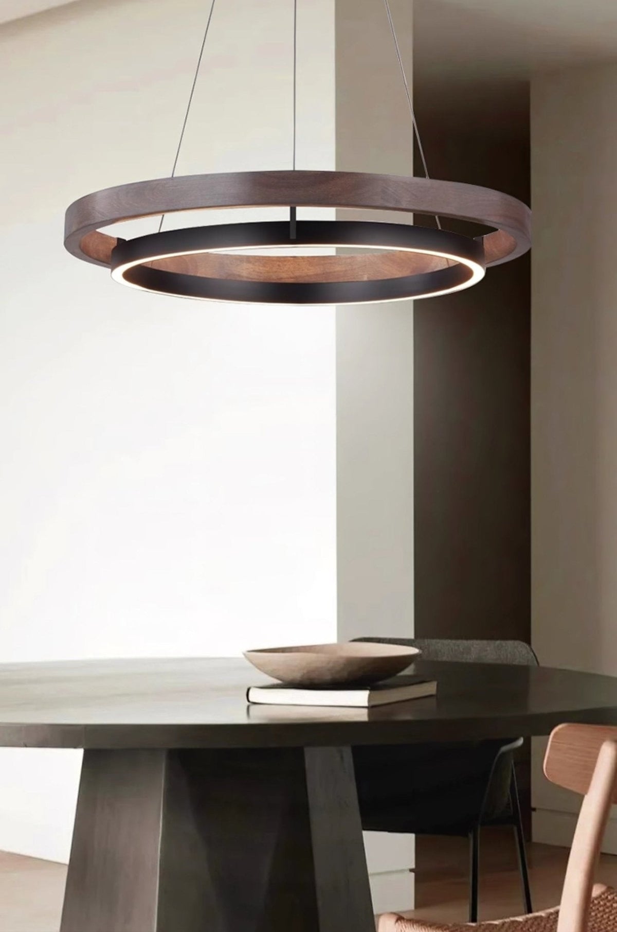 Haloa Modern Wood and Metal LED Pendant Light for Dining and Living Spaces