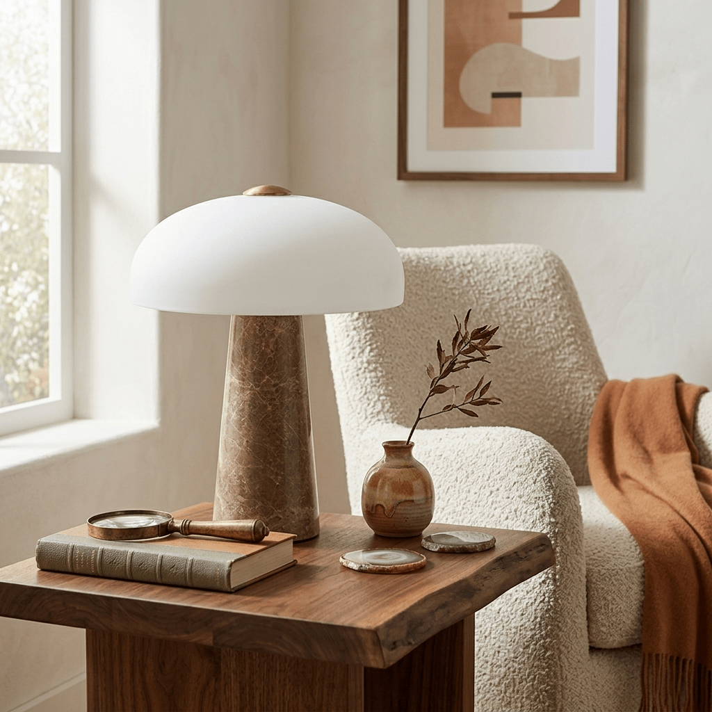 Haloire Marble Table Lamp – Modern Sculptural LED Desk Light
