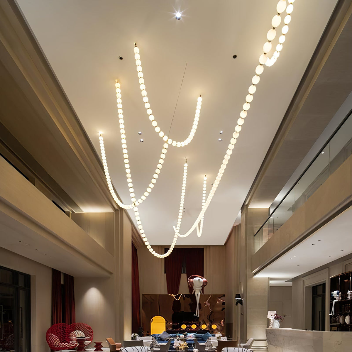 Halti Necklace Acrylic Chandelier with Gold Accents and Integrated LED