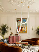 Pearl Necklace Acrylic Ball Chandelier, Modern Gold LED Pendant Light