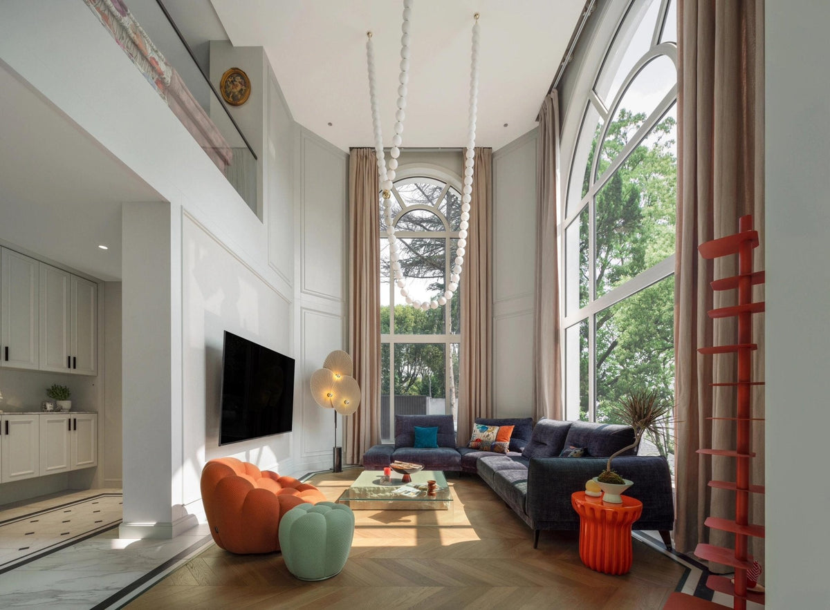 Halti Necklace Acrylic Chandelier with Gold Accents and Integrated LED