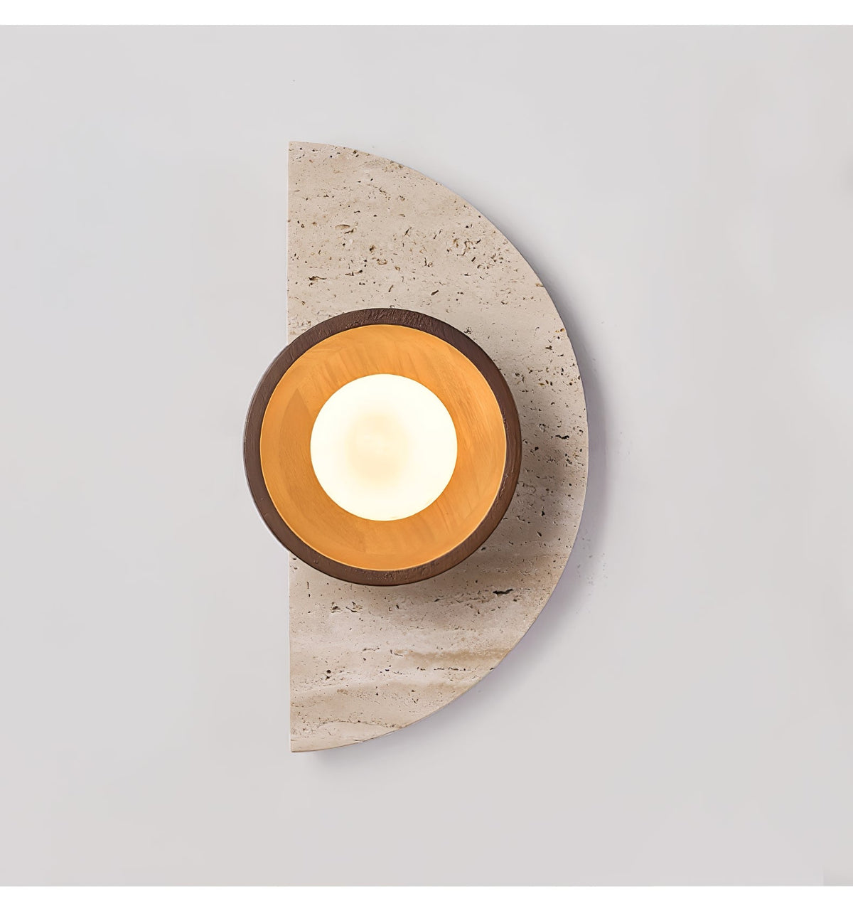 Halvora Travertine Wall Sconce with Wood Accent and Glass Globe