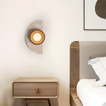 Halvora Travertine Wall Sconce with Wood Accent and Glass Globe