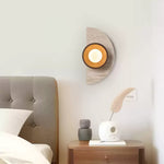 Halvora Travertine Wall Sconce with Wood Accent and Glass Globe