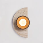 Halvora Travertine Wall Sconce with Wood Accent and Glass Globe