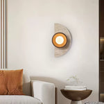Halvora Travertine Wall Sconce with Wood Accent and Glass Globe