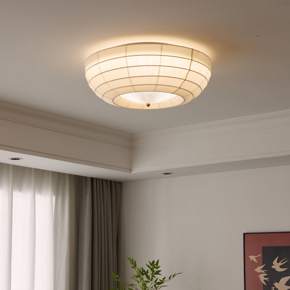 Hana Flush Mount Ceiling Light in Fabric and Crystal