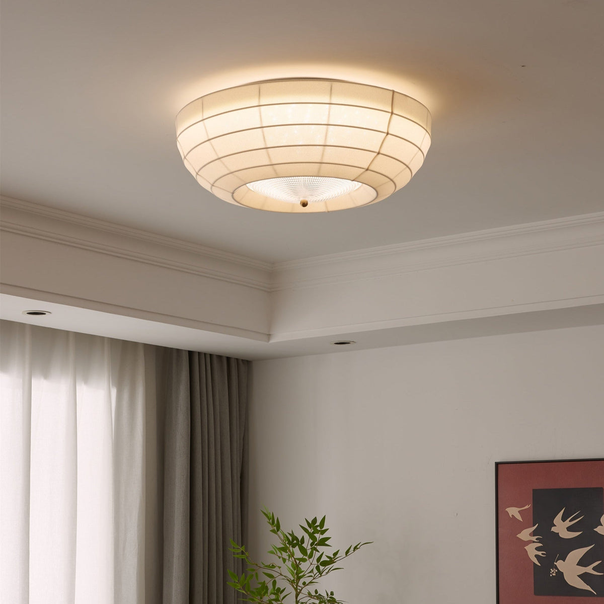 Hana Flush Mount Ceiling Light in Fabric and Crystal