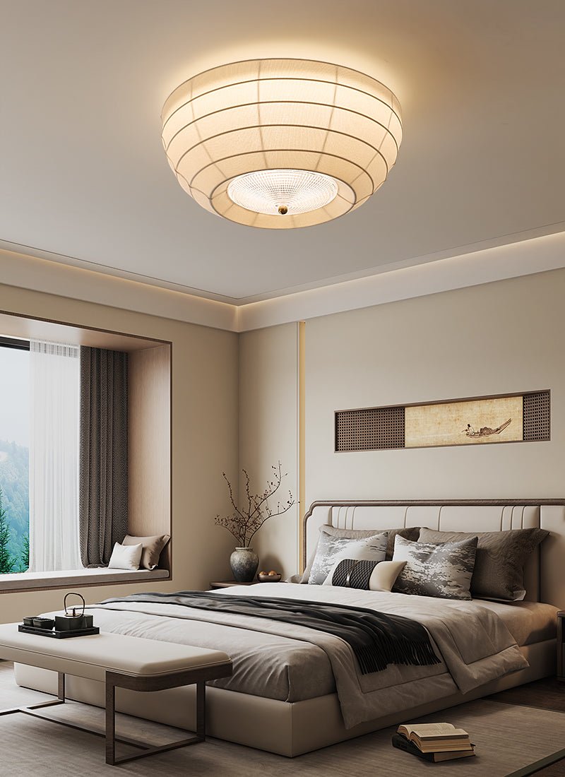 Hana Flush Mount Ceiling Light in Fabric and Crystal