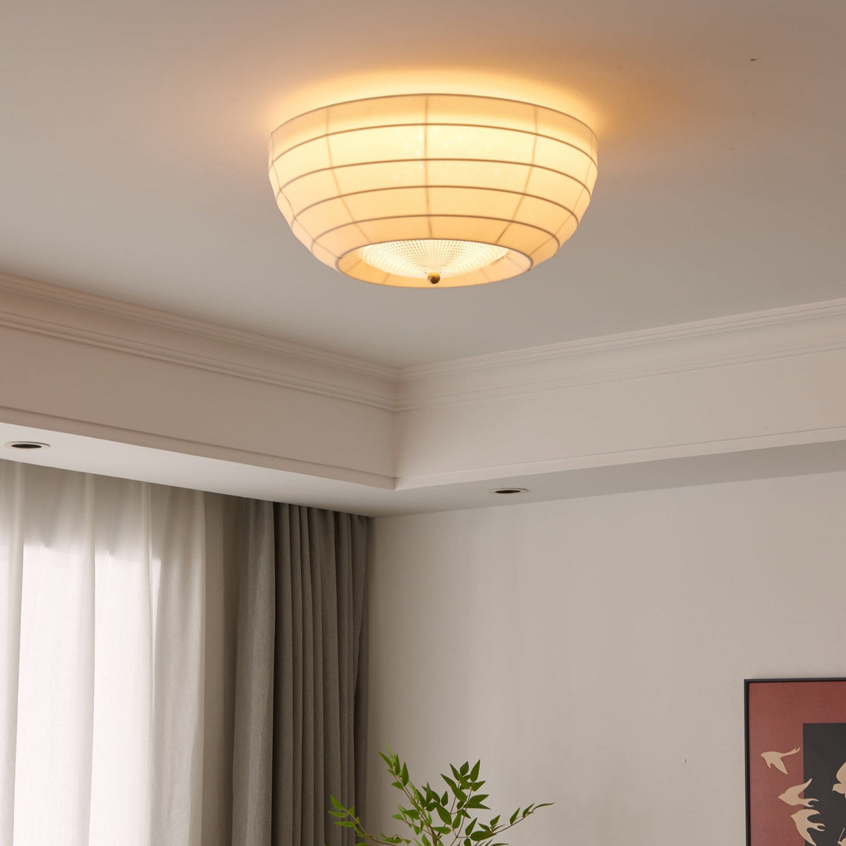 Hana Flush Mount Ceiling Light in Fabric and Crystal