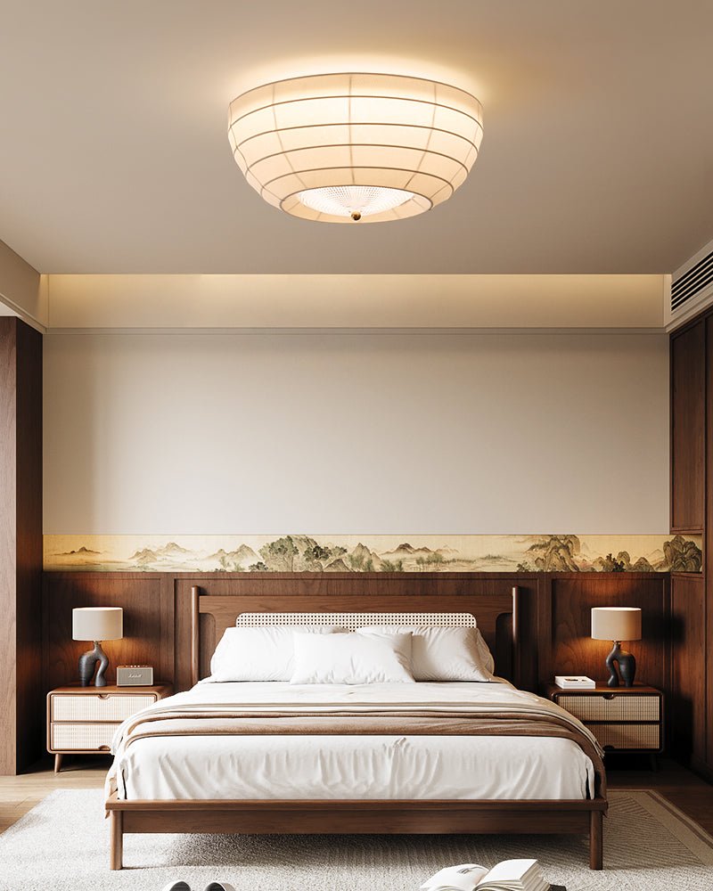 Hana Flush Mount Ceiling Light in Fabric and Crystal