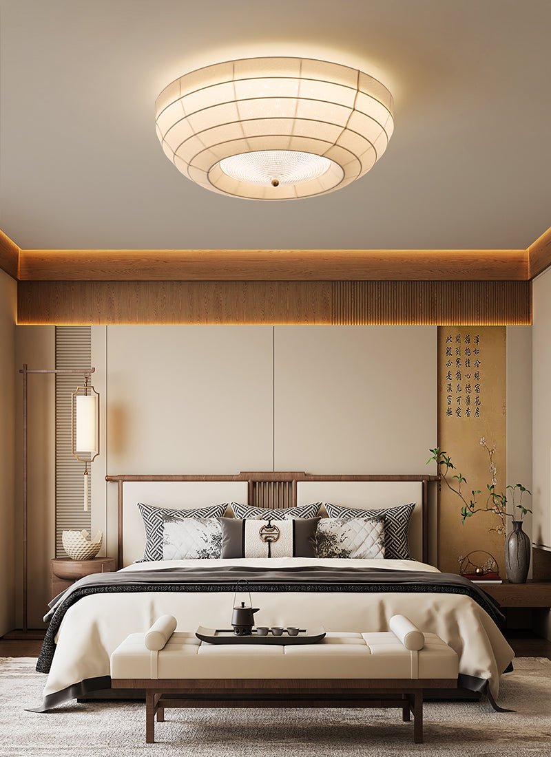 Hana Flush Mount Ceiling Light in Fabric and Crystal