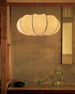 Oblate Silk Pendant Light – Modern Linen Shade Ceiling Lamp