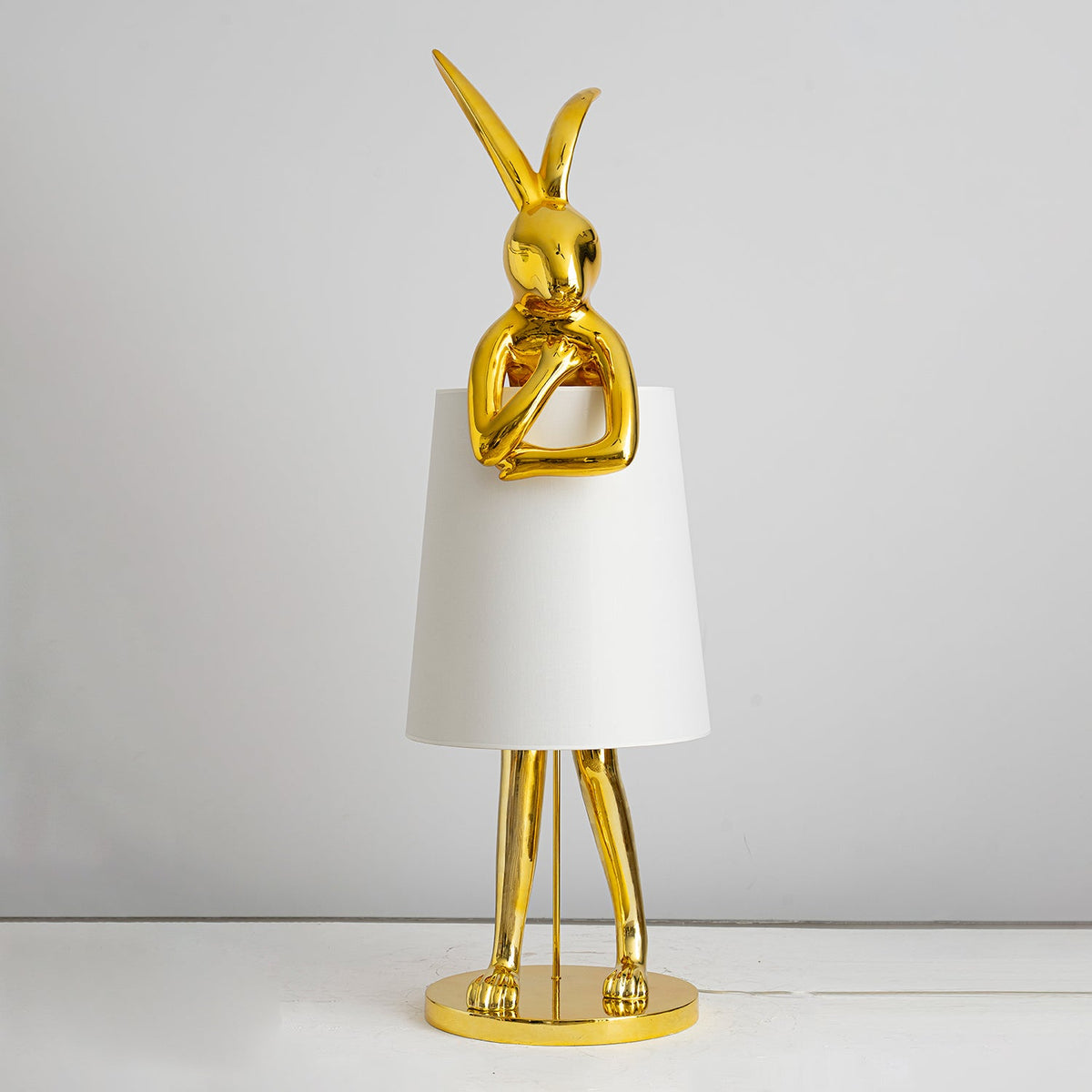 Hare Silhouette Sculptural Table Lamp in Gilded Finish