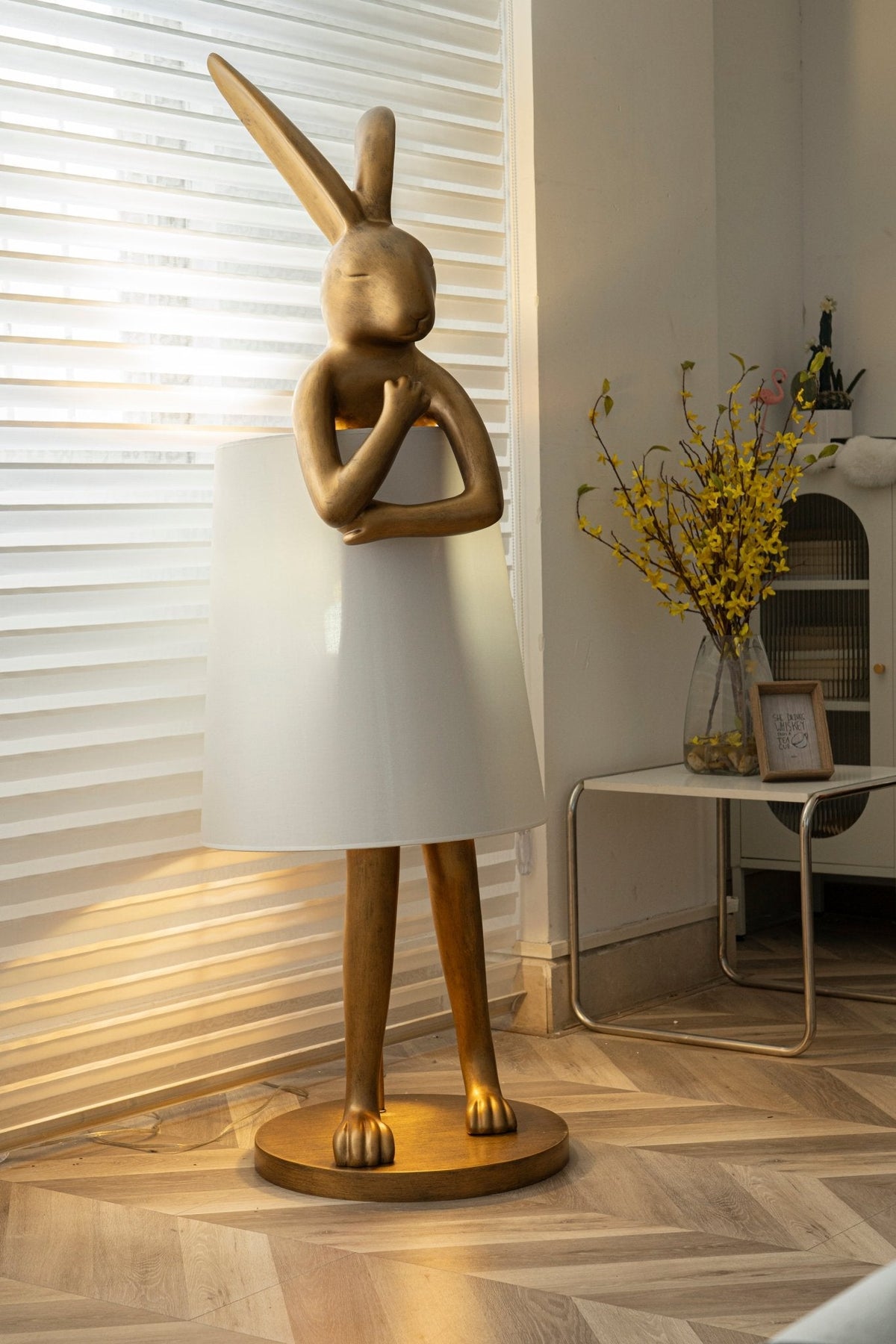Hare Silhouette Sculptural Table Lamp in Gilded Finish