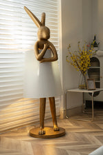 Hare Silhouette Sculptural Table Lamp in Gilded Finish