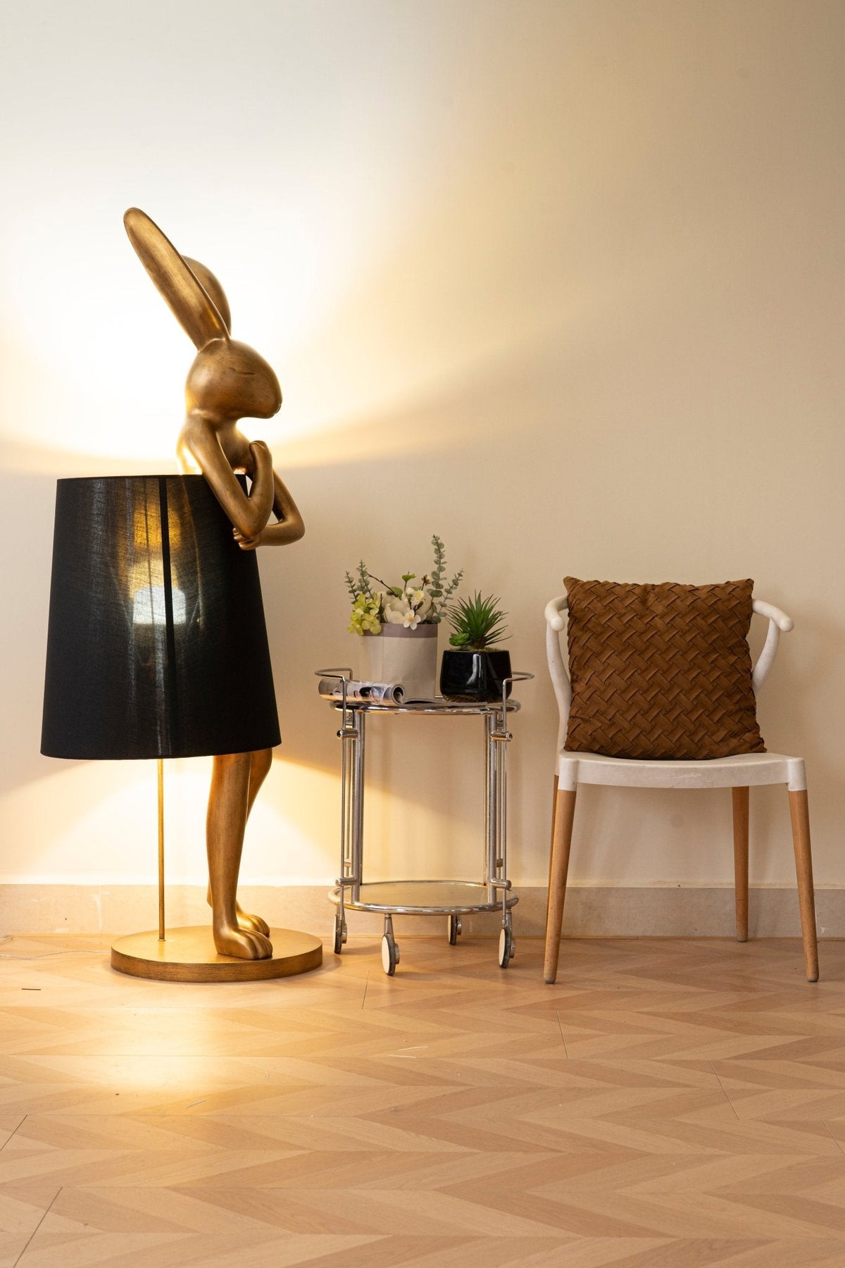 Hare Silhouette Sculptural Table Lamp in Gilded Finish