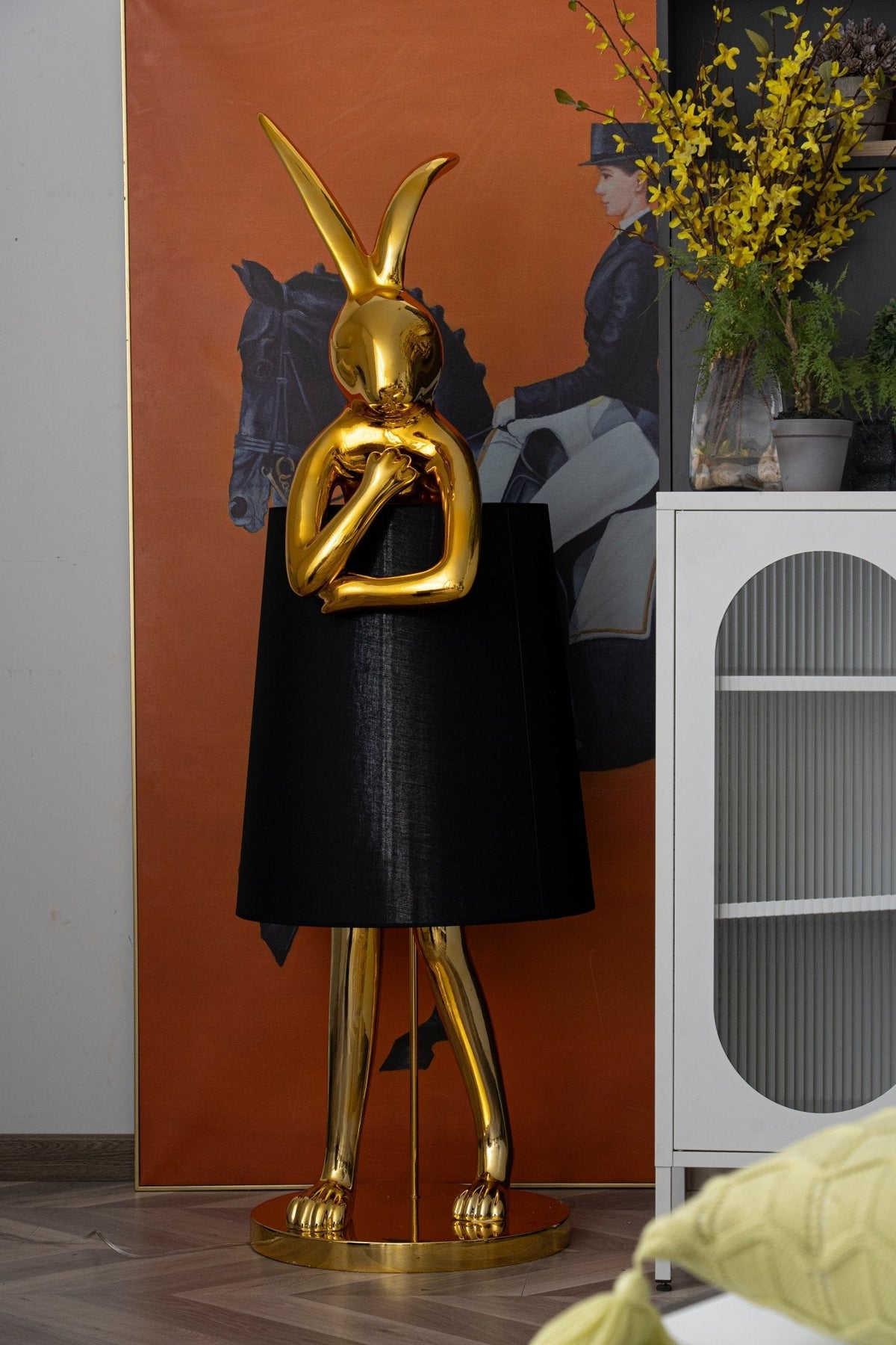 Hare Silhouette Sculptural Table Lamp in Gilded Finish