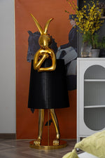Hare Silhouette Sculptural Table Lamp in Gilded Finish