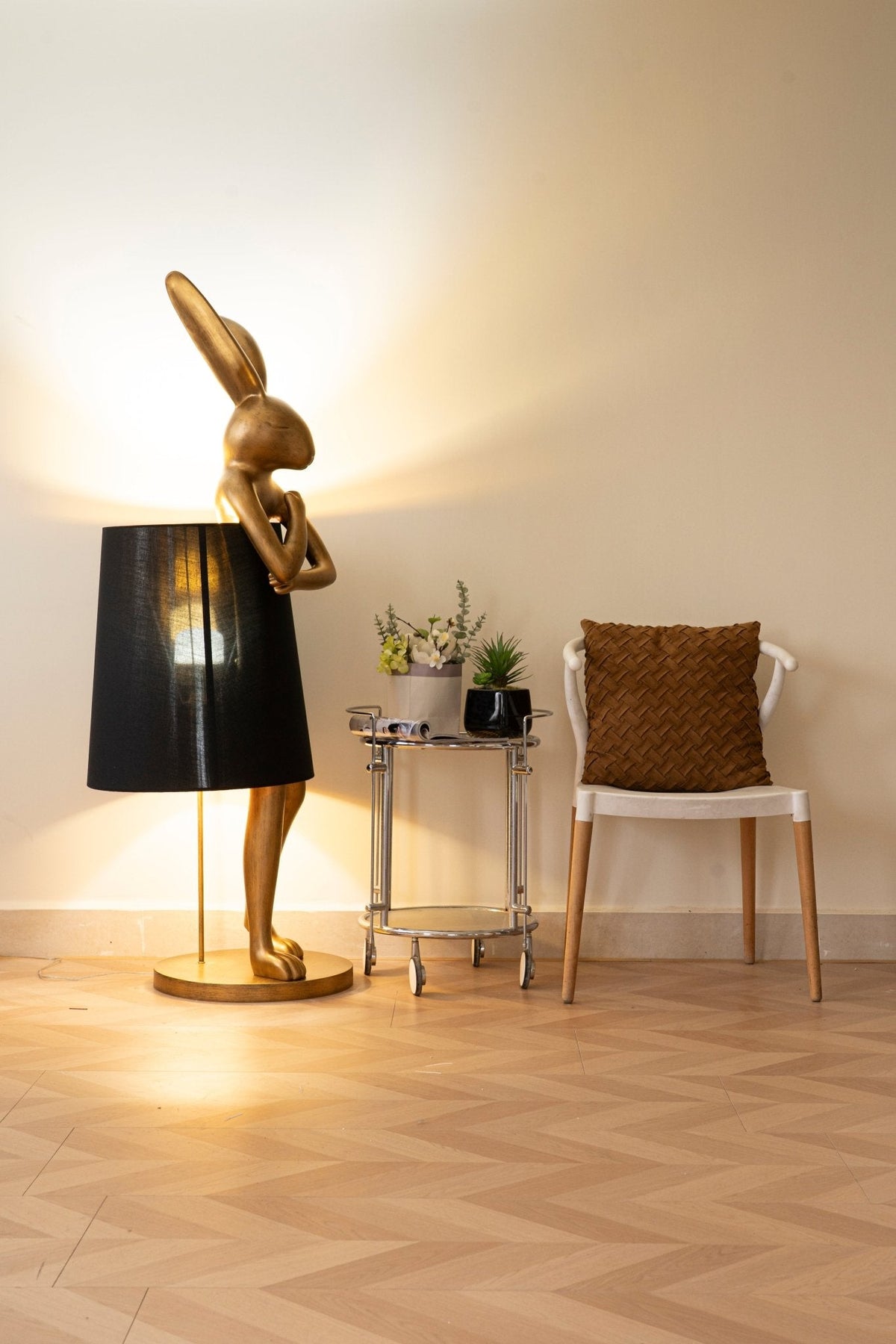 Hare Silhouette Sculptural Table Lamp in Gilded Finish