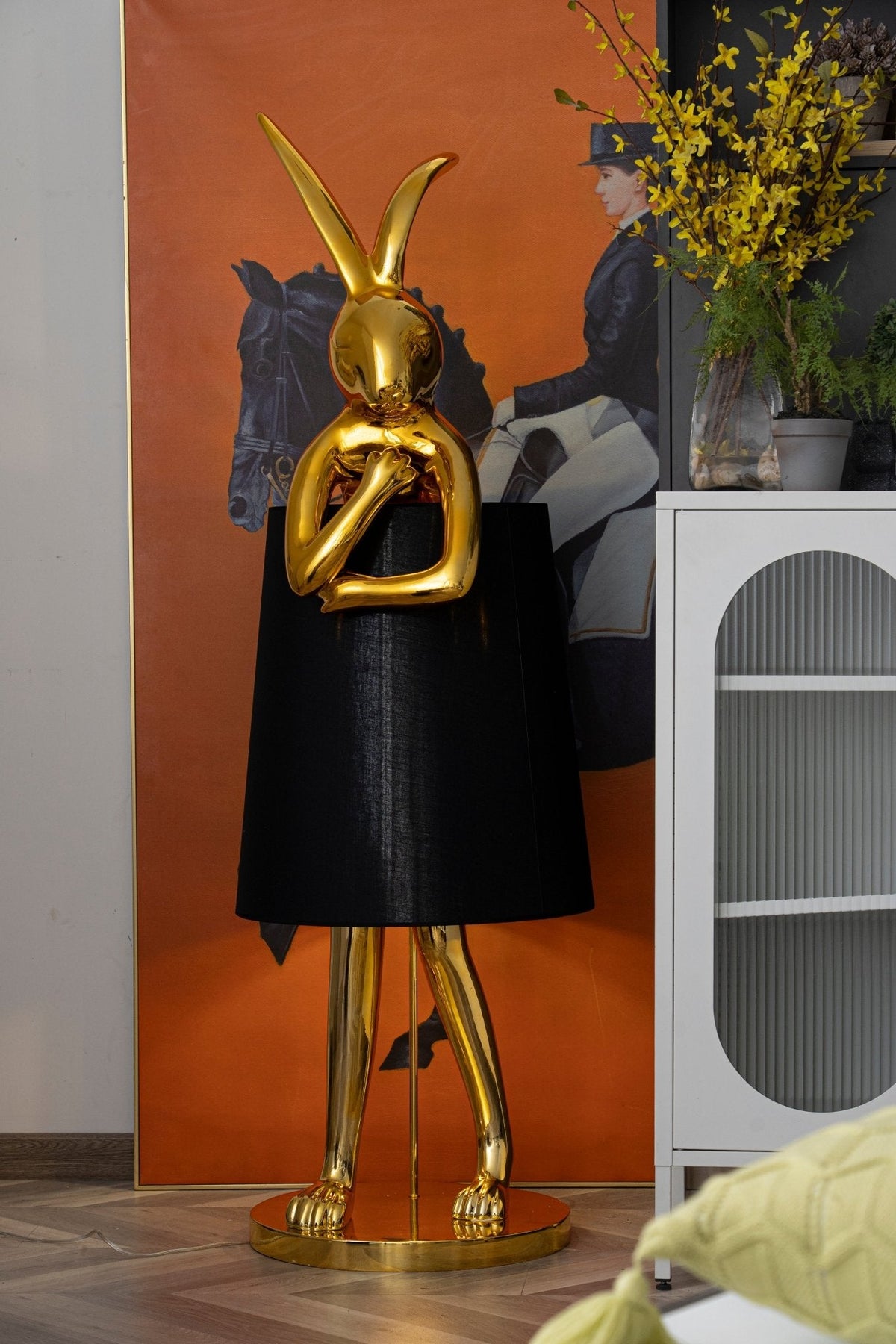 Hare Silhouette Sculptural Table Lamp in Gilded Finish