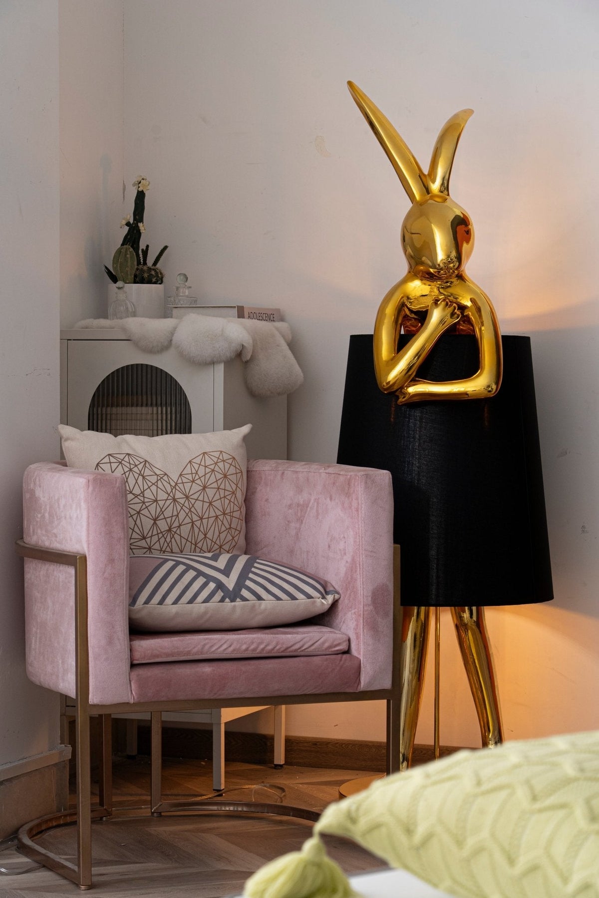 Hare Silhouette Sculptural Table Lamp in Gilded Finish