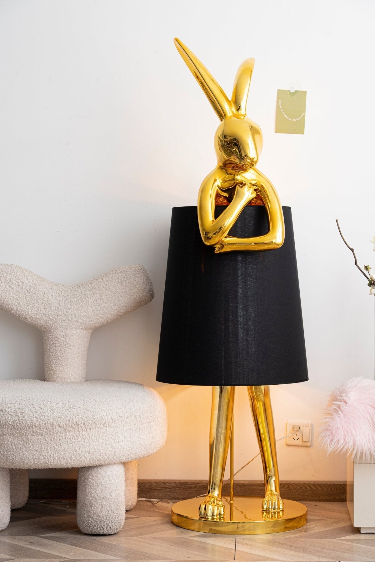 Hare Silhouette Sculptural Table Lamp in Gilded Finish