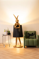 Hare Silhouette Sculptural Table Lamp in Gilded Finish