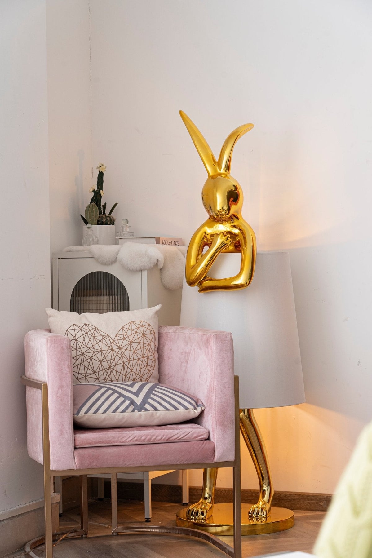 Hare Silhouette Sculptural Table Lamp in Gilded Finish